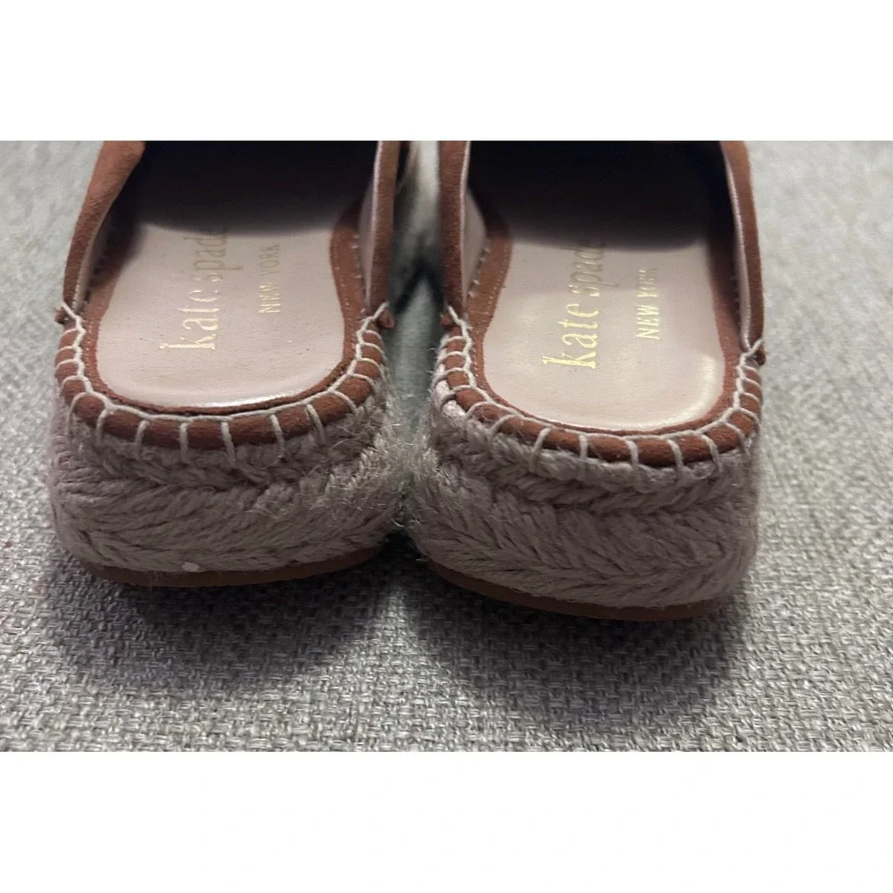 Kate Spade Eastwell Mule Women 6.5‎ Brown Suede Espadrille Platform Penny Loafer